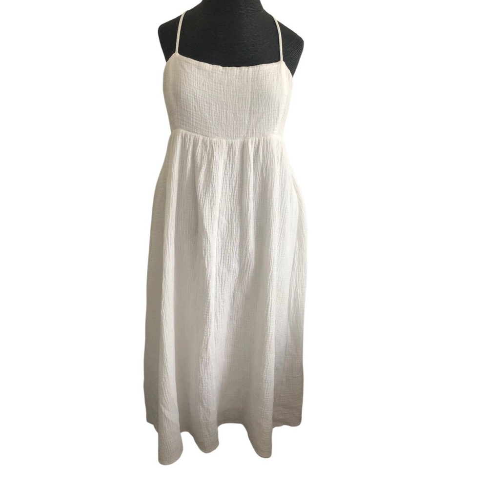 Forever 21 White Crinkle Gauze Spaghetti Strap Maxi Dress